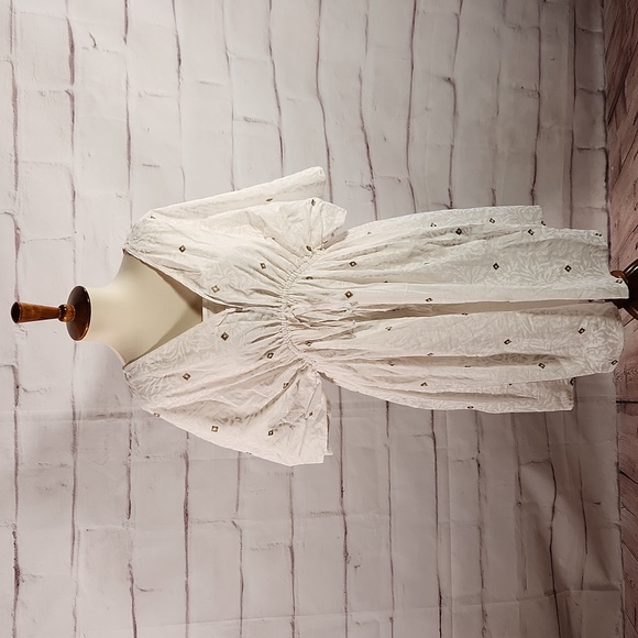 Cost Plus World Market Dresses & Skirts - White Embroidered V-Neck Drawstring Women’s Dress